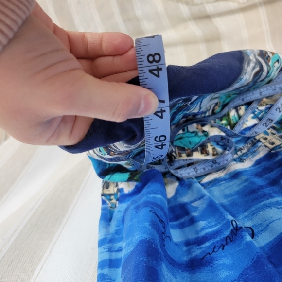 Vintage R&K Originals Hawaiian Style Midi Dress Blue Size 14 Petite - Picture 5 of 9